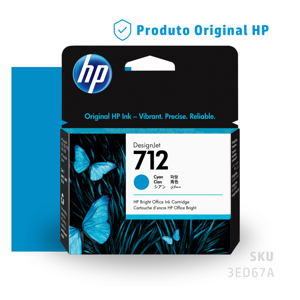 3ED67A - CARTUCHO DE TINTA PLOTTER DESIGNJET HP 712 CIANO 29ML