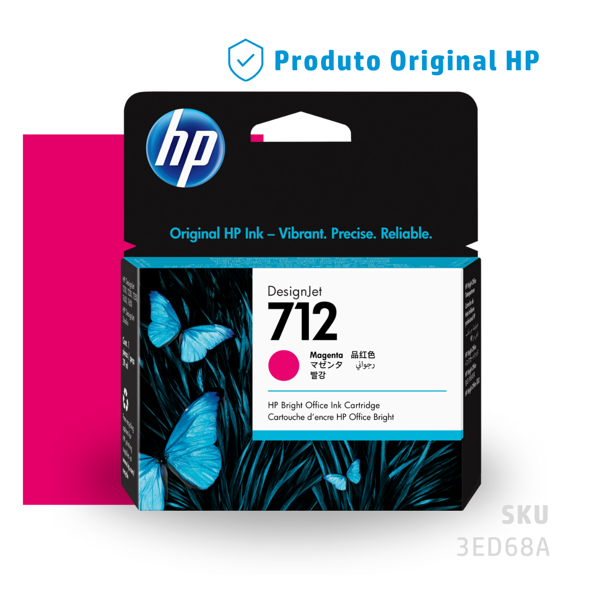 3ED68A - CARTUCHO DE TINTA PLOTTER DESIGNJET HP 712 MAGENTA 29ML
