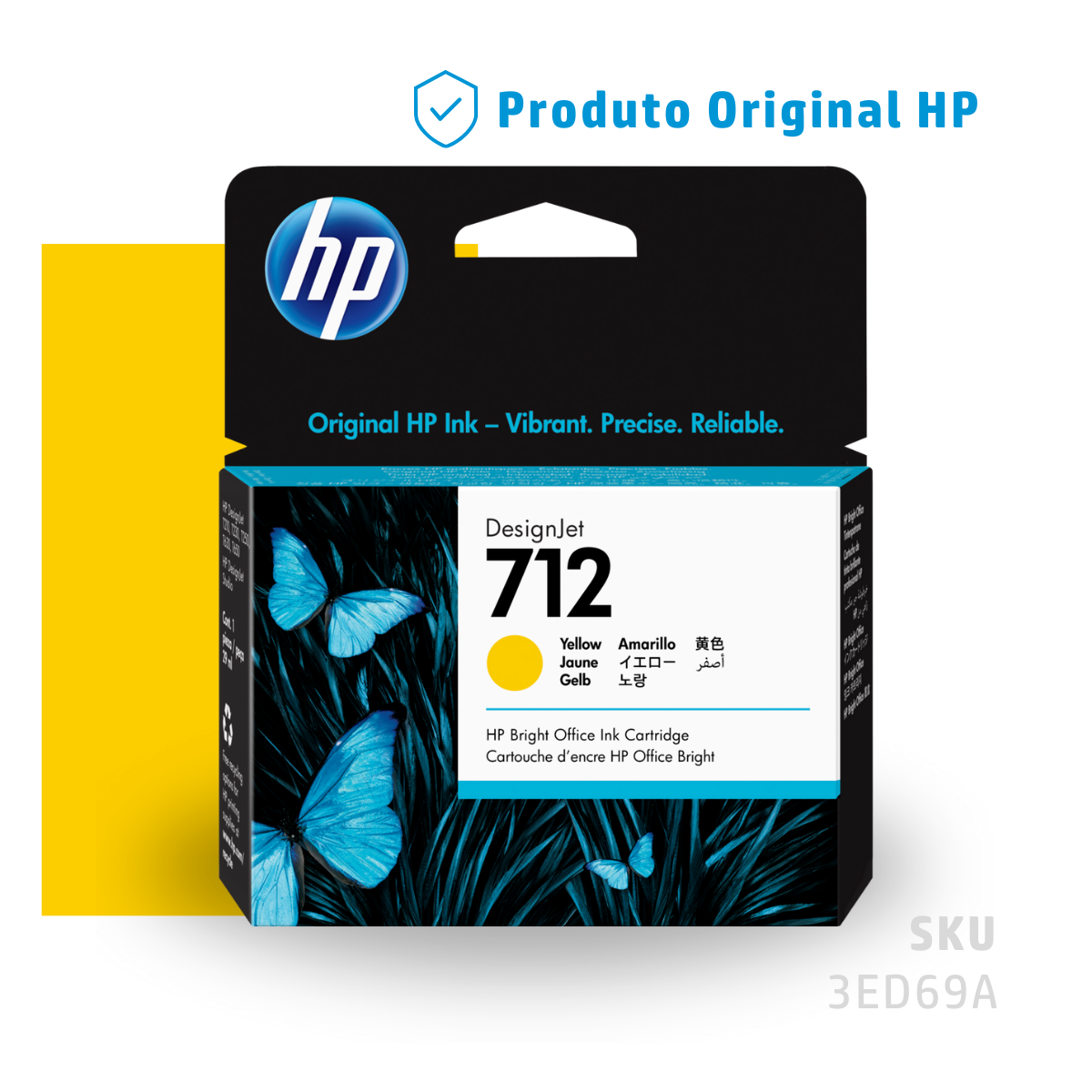 3ED69A - CARTUCHO DE TINTA PLOTTER DESIGNJET HP 712 AMARELO 29ML