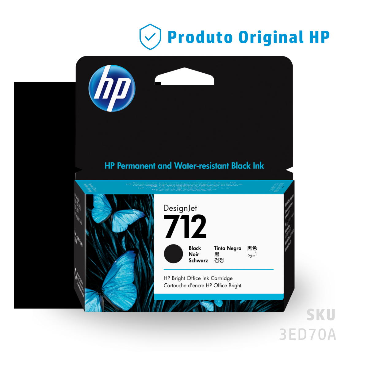 3ED70A - CARTUCHO DE TINTA PLOTTER DESIGNJET HP 712 PRETO 38ML