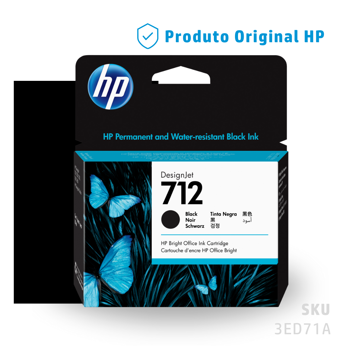 3ED71A - CARTUCHO DE TINTA PLOTTER DESIGNJET HP 712 PRETO 80ML