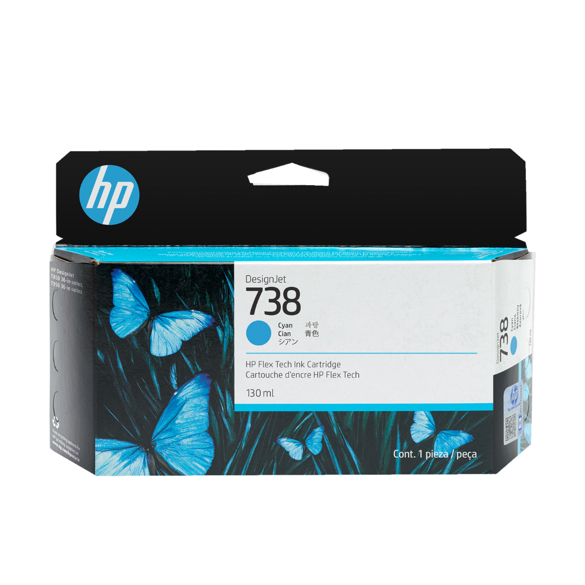 498N5A - CARTUCHO DE TINTA PLOTTER DESIGNJET HP 738 CIANO 130ML