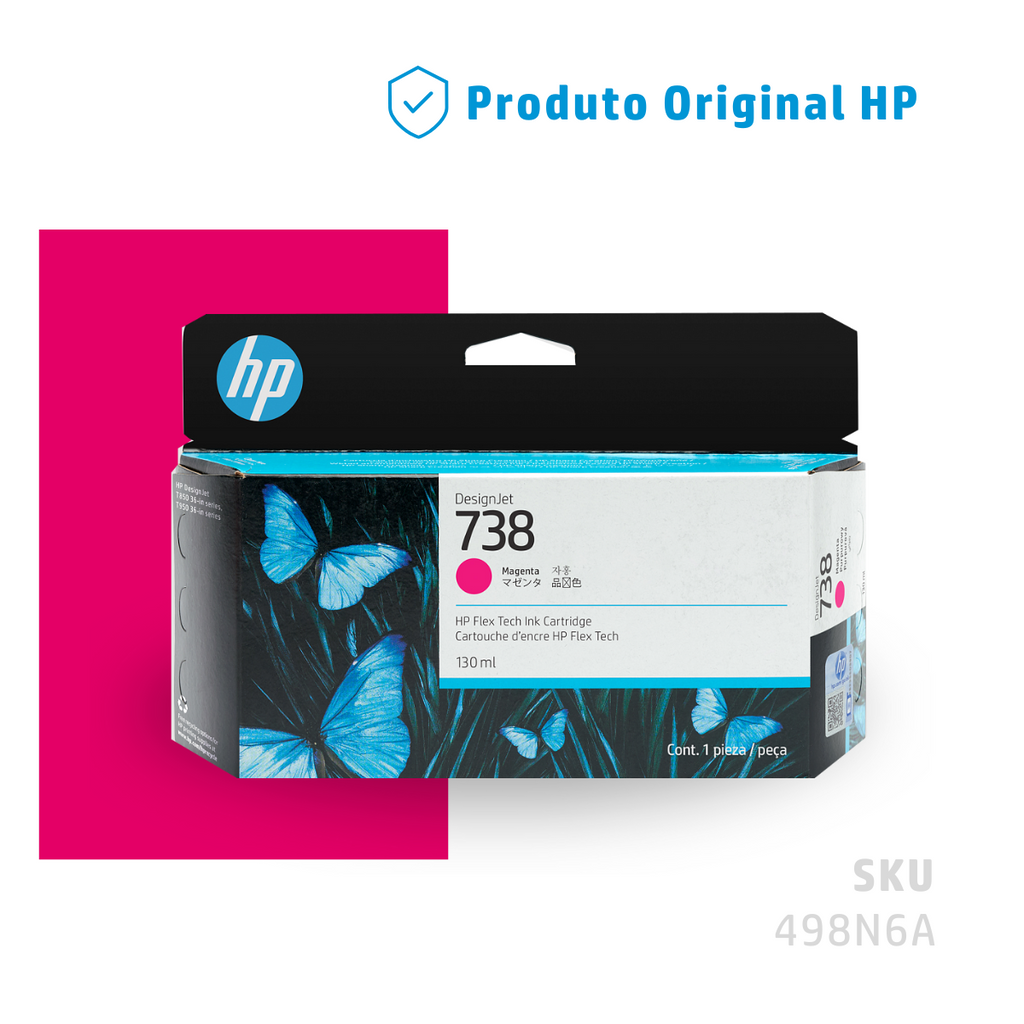 498N6A - CARTUCHO DE TINTA PLOTTER DESIGNJET HP 738 MAGENTA 130ML
