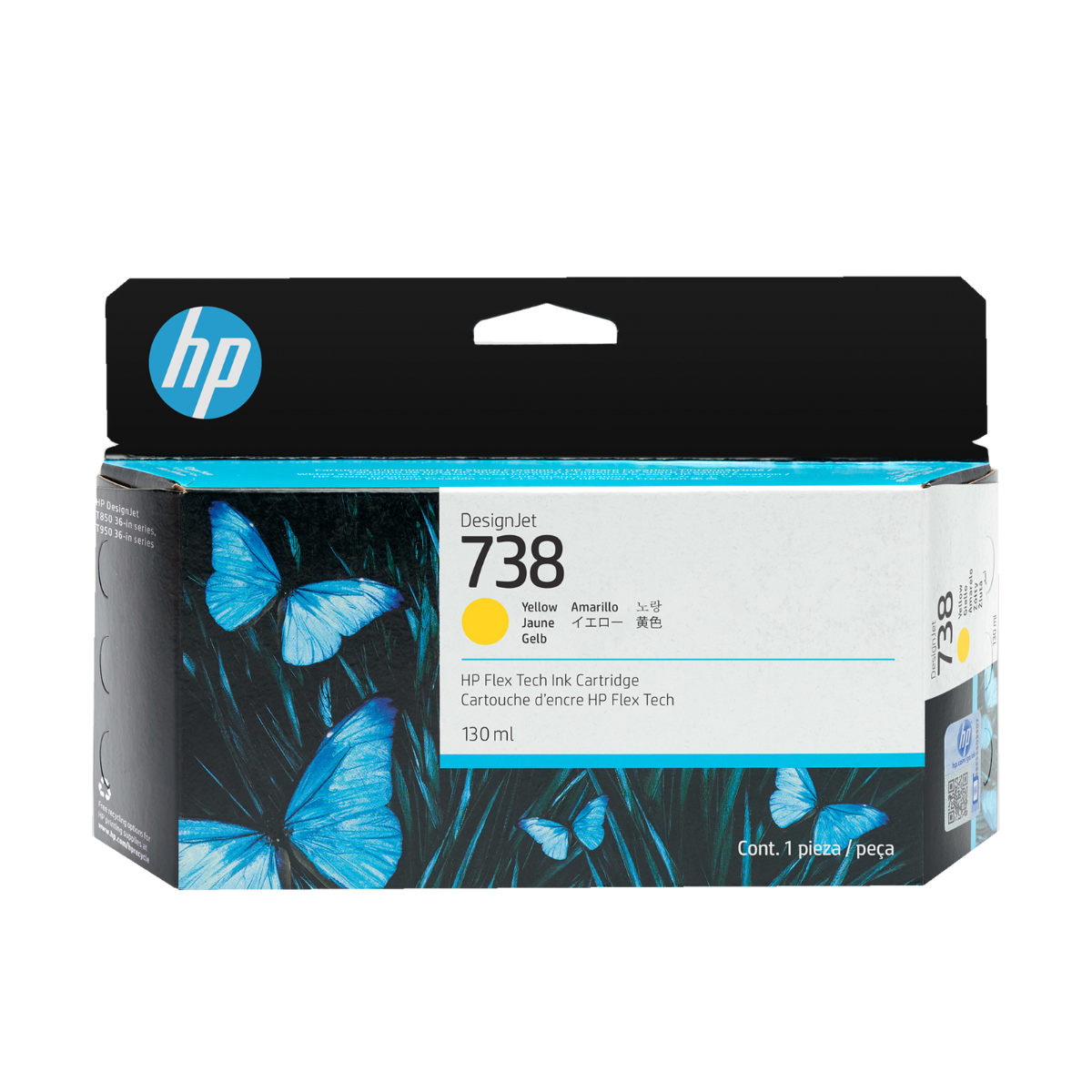 498N7A - CARTUCHO DE TINTA PLOTTER DESIGNJET HP 738 AMARELO 130ML