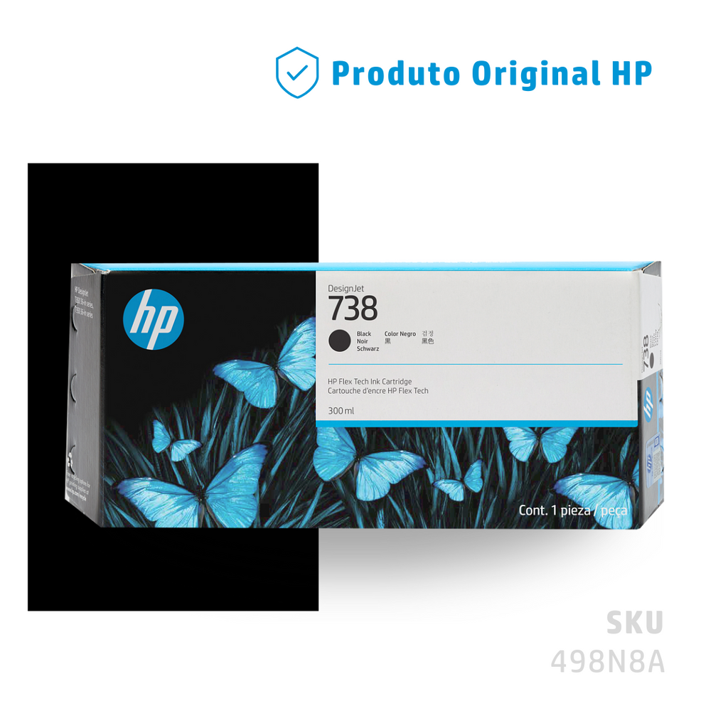 498N8A - CARTUCHO DE TINTA PLOTTER DESIGNJET HP 738 PRETO 300ML