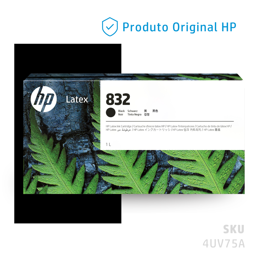 4UV75A - CARTUCHO DE TINTA HP LÁTEX 832 PRETO 1 LITRO
