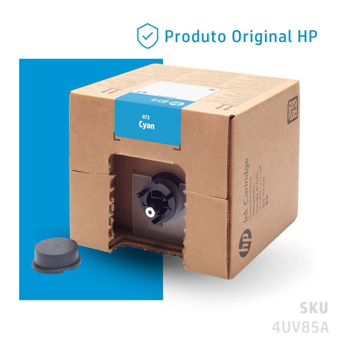 4UV85A - CARTUCHO DE TINTA HP LÁTEX 873 CIANO 3 LITROS