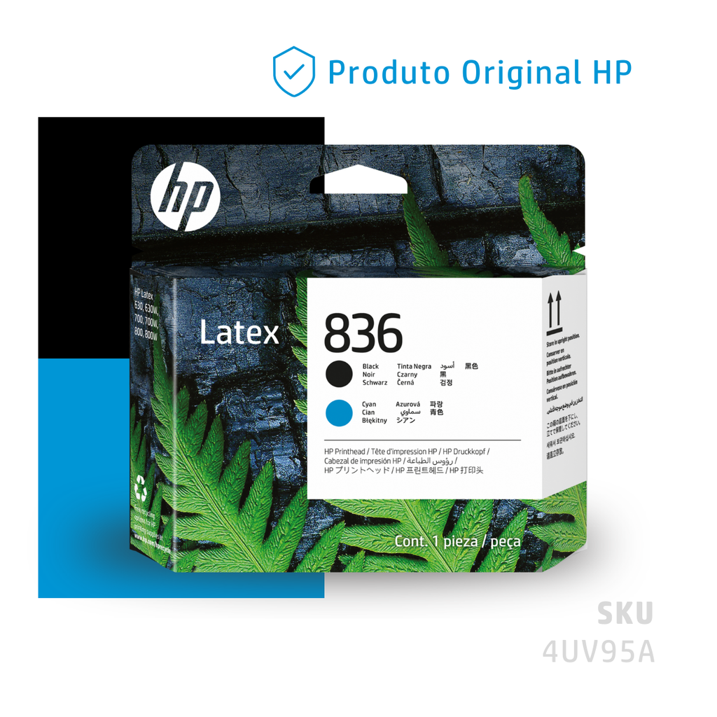 4UV95A - CABEÇA DE IMPRESSÃO HP LÁTEX 836 PRETO E CIANO