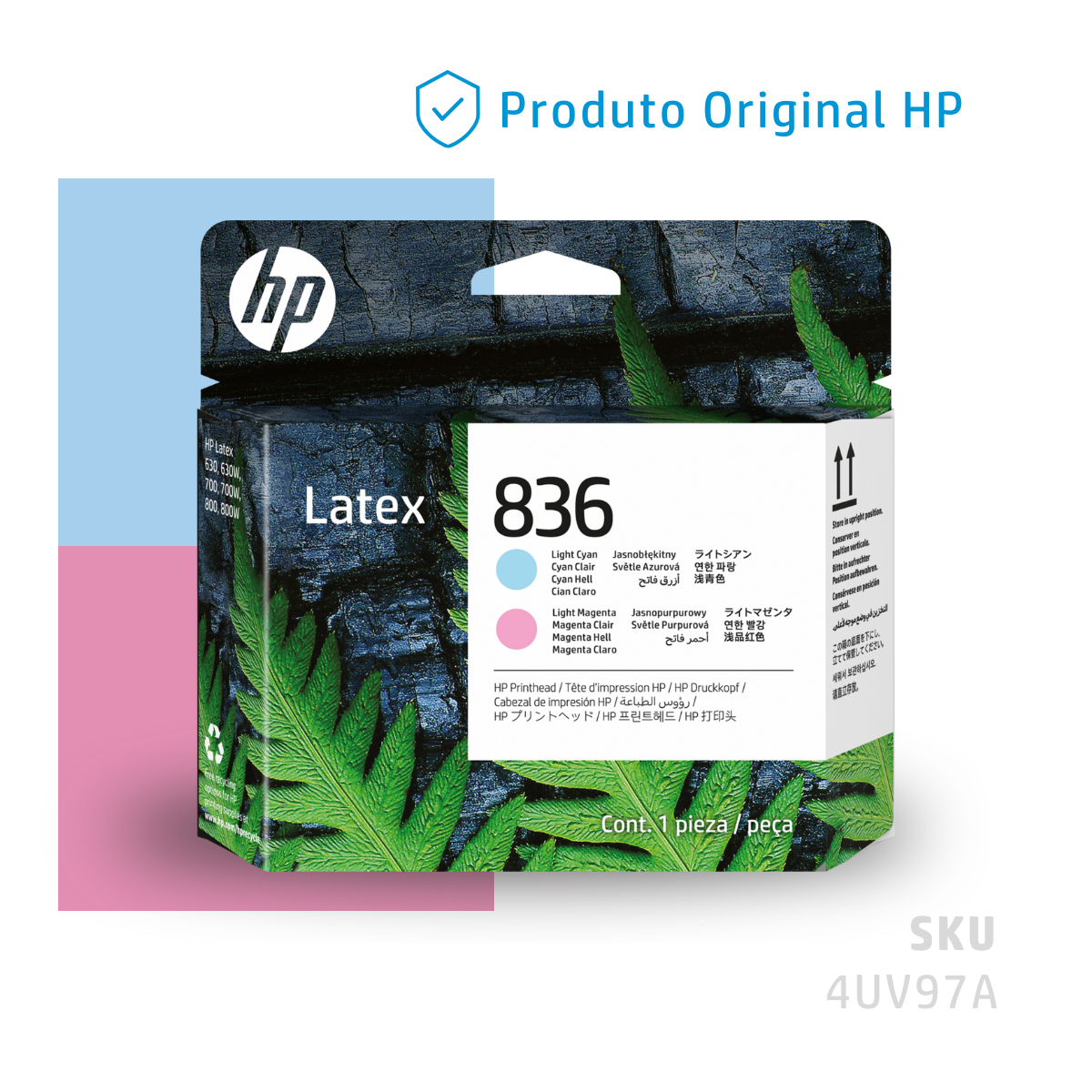 4UV97A - CABEÇA DE IMPRESSÃO HP LÁTEX 836 CIANO CLARO E MAGENTA CLARO
