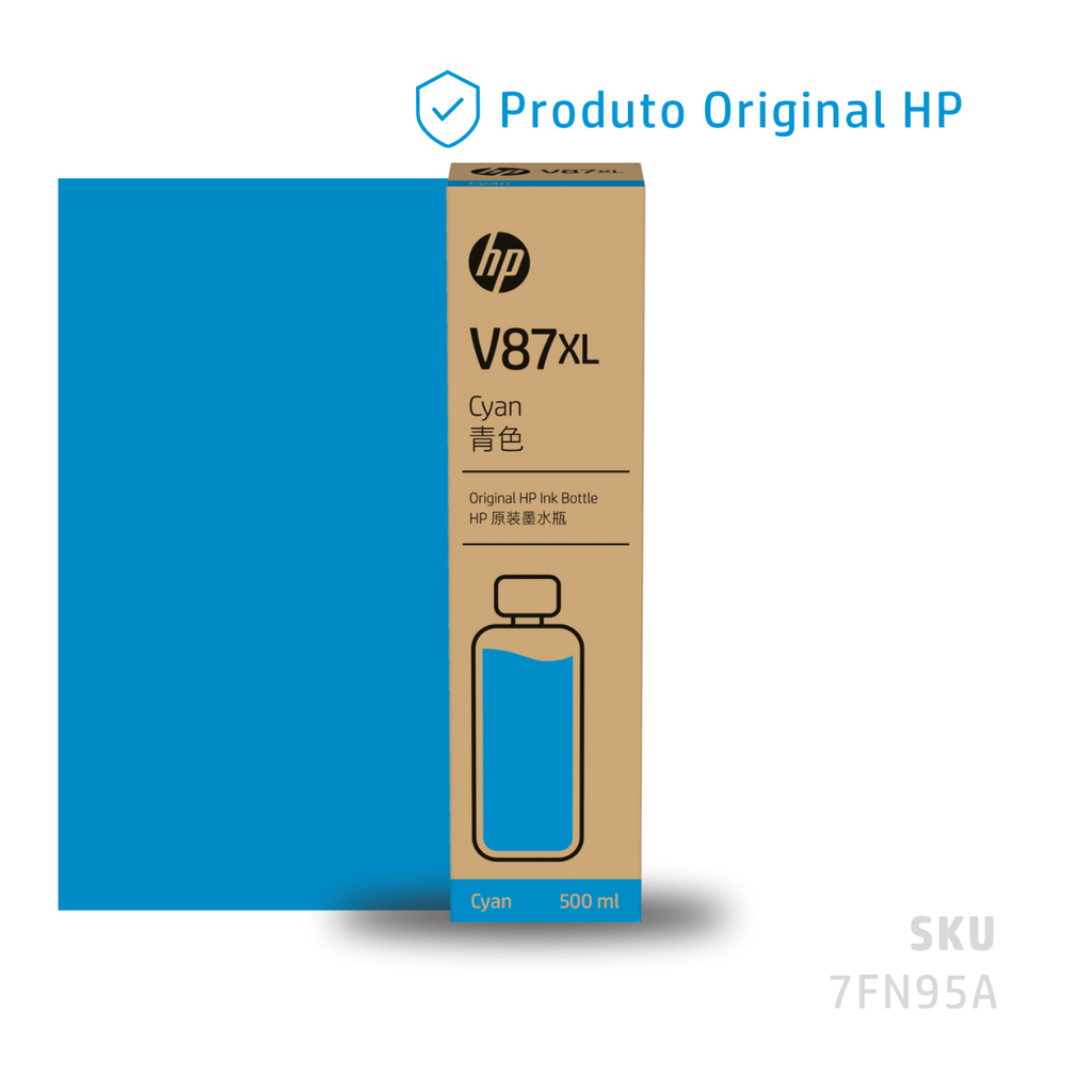 7FN95A - CARTUCHO TINTA PLOTTER HP V87XL CIANO GARRAFA 500ML