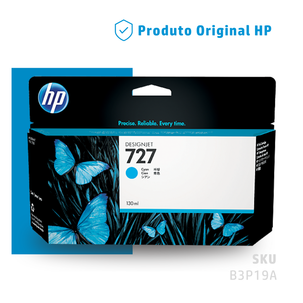 B3P19A - CARTUCHO DE TINTA PLOTTER DESIGNJET HP 727 CIANO 130ML