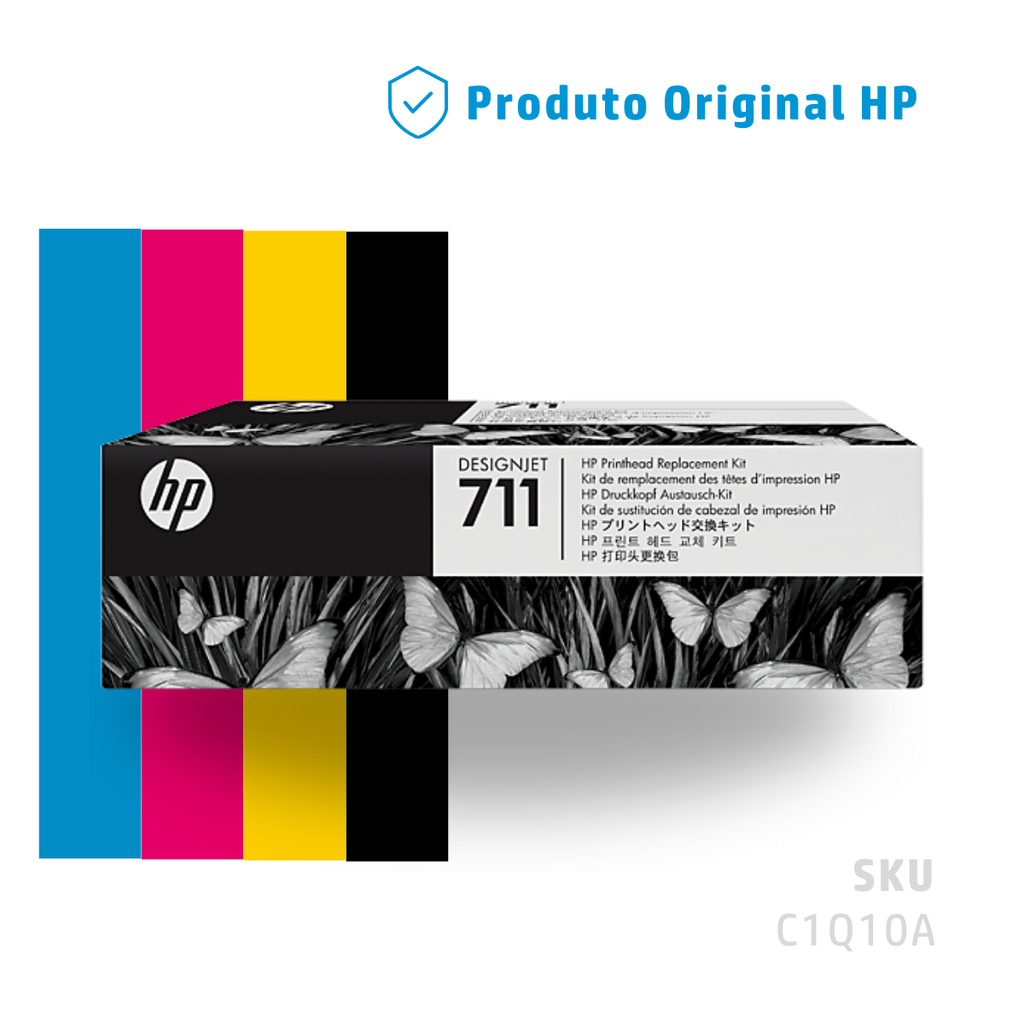 C1Q10A - KIT DE SUBSTITUIÇÃO CABEÇA DE IMPRESSÃO PLOTTER DESIGNJET HP 711 PRETO, CIANO, MAGENTA E AMARELO