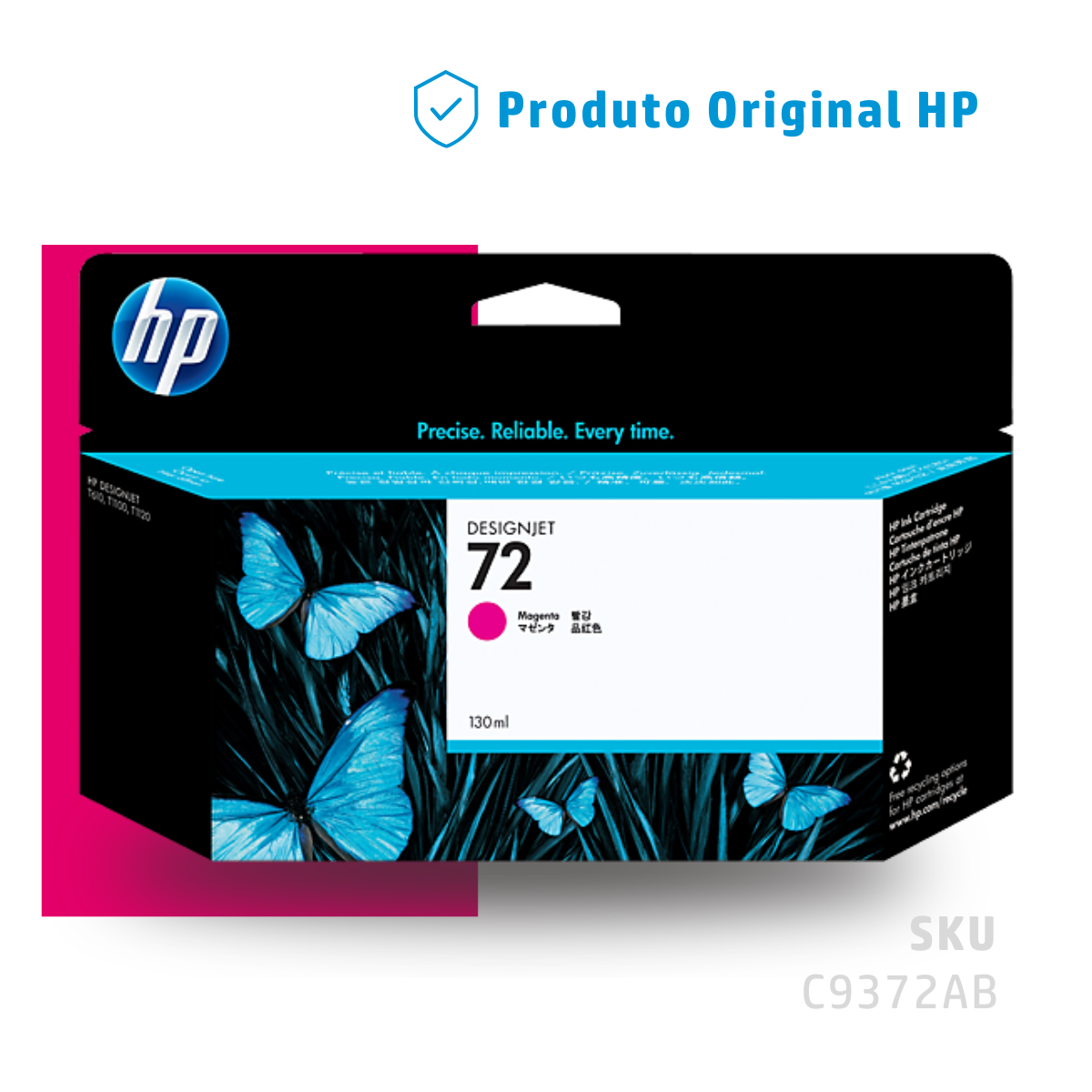 C9372AB - CARTUCHO DE TINTA PLOTTER DESIGNJET HP 72 MAGENTA 130ML