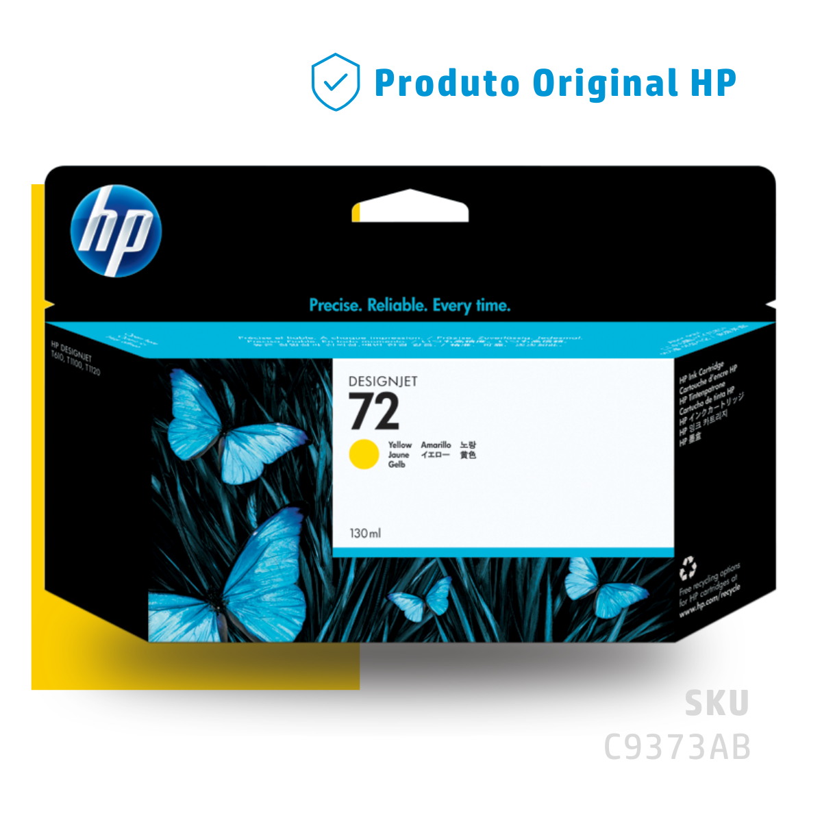 C9373AB - CARTUCHO DE TINTA PLOTTER DESIGNJET HP 72 AMARELO 130ML