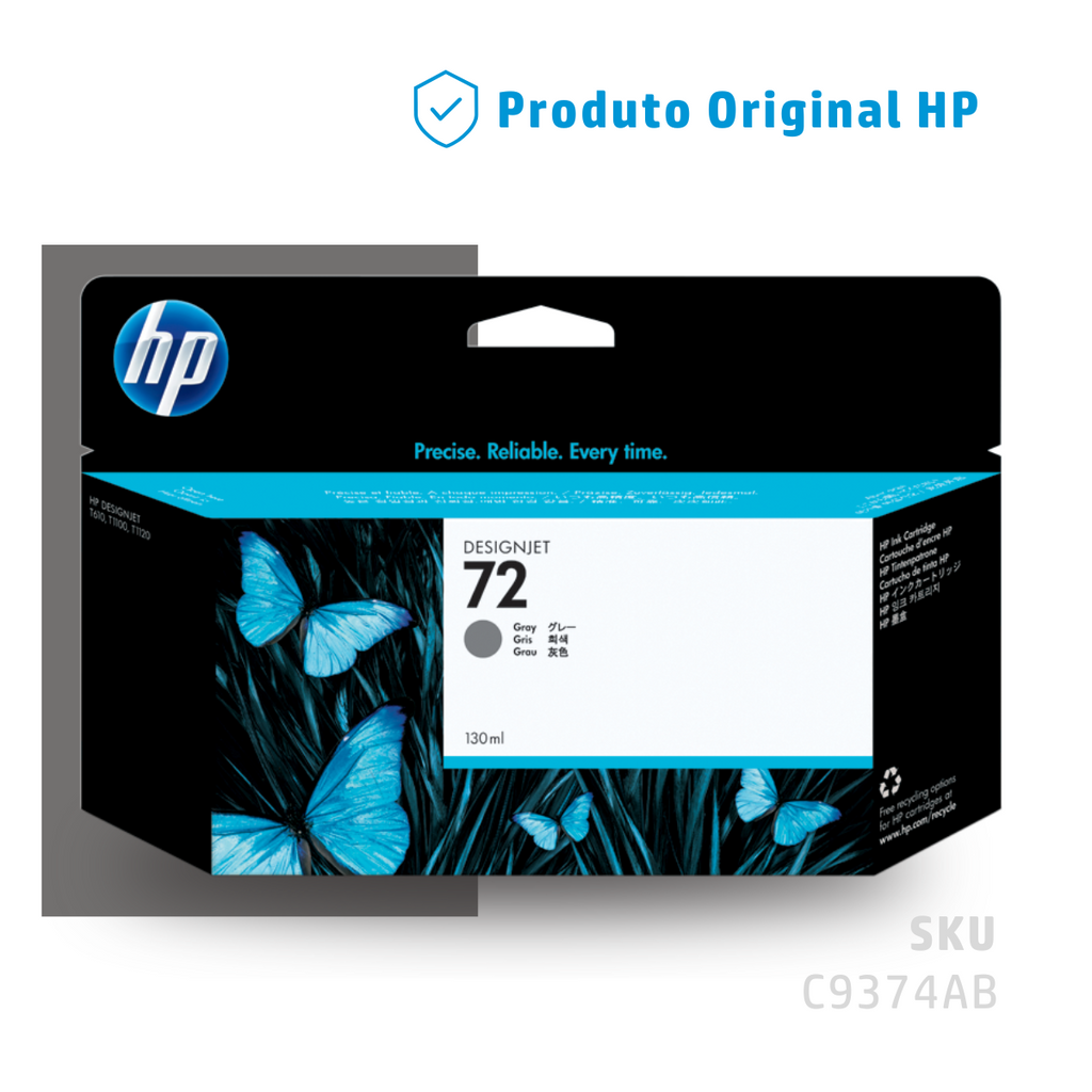 C9374AB - CARTUCHO DE TINTA PLOTTER DESIGNJET HP 72 CINZA 130ML