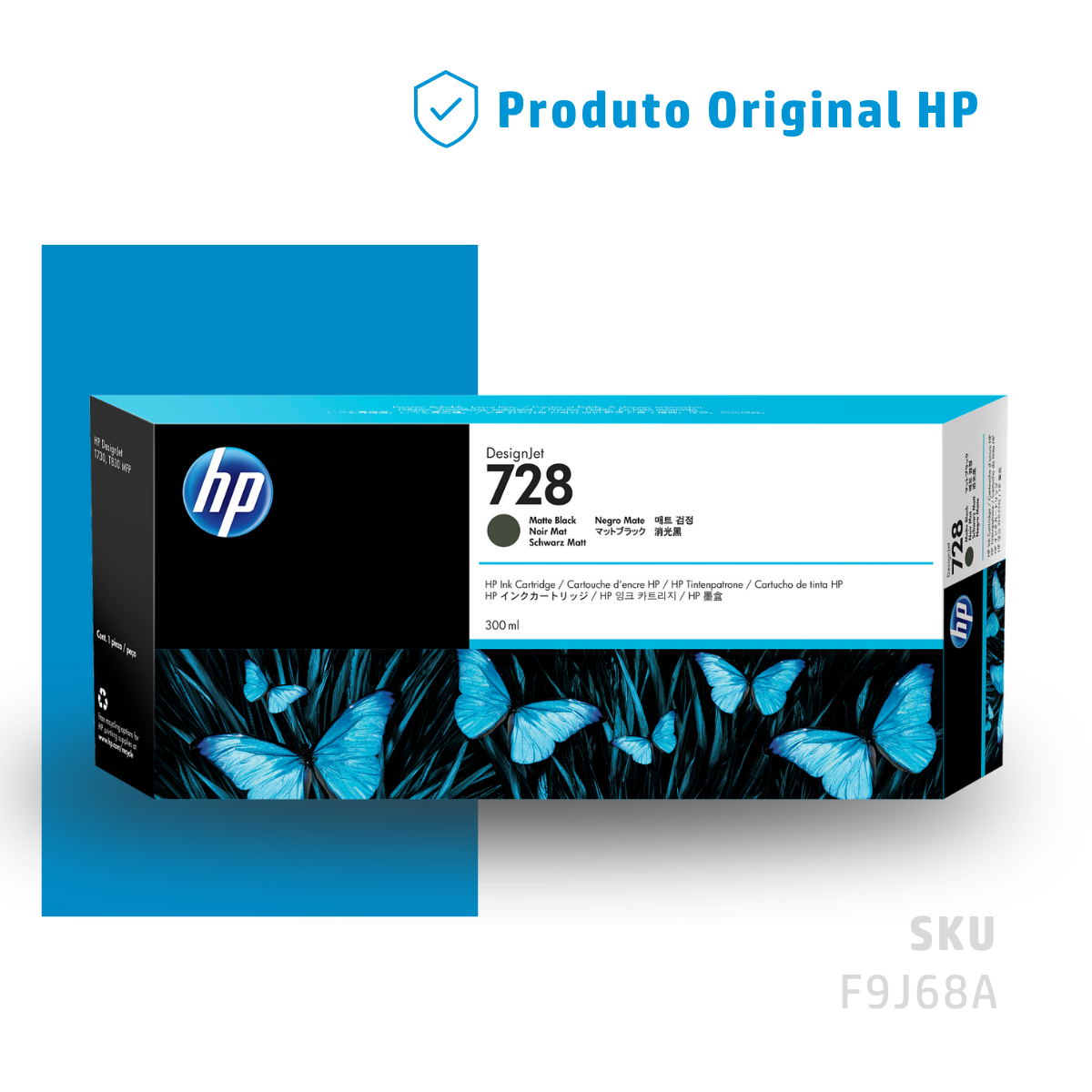F9J68A - CARTUCHO DE TINTA PLOTTER DESIGNJET HP 728 PRETO FOSCO 300ML