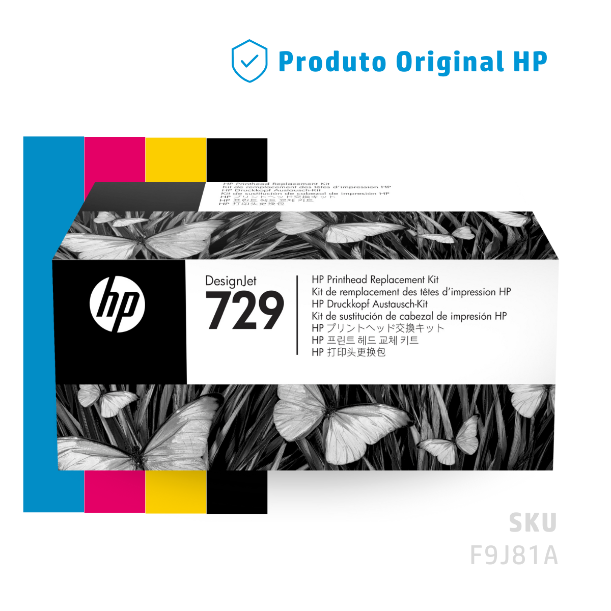 F9J81A - CABEÇA DE IMPRESSÃO PLOTTER DESIGNJET HP 729 PRETO FOSCO, CIANO, MAGENTA E AMARELO