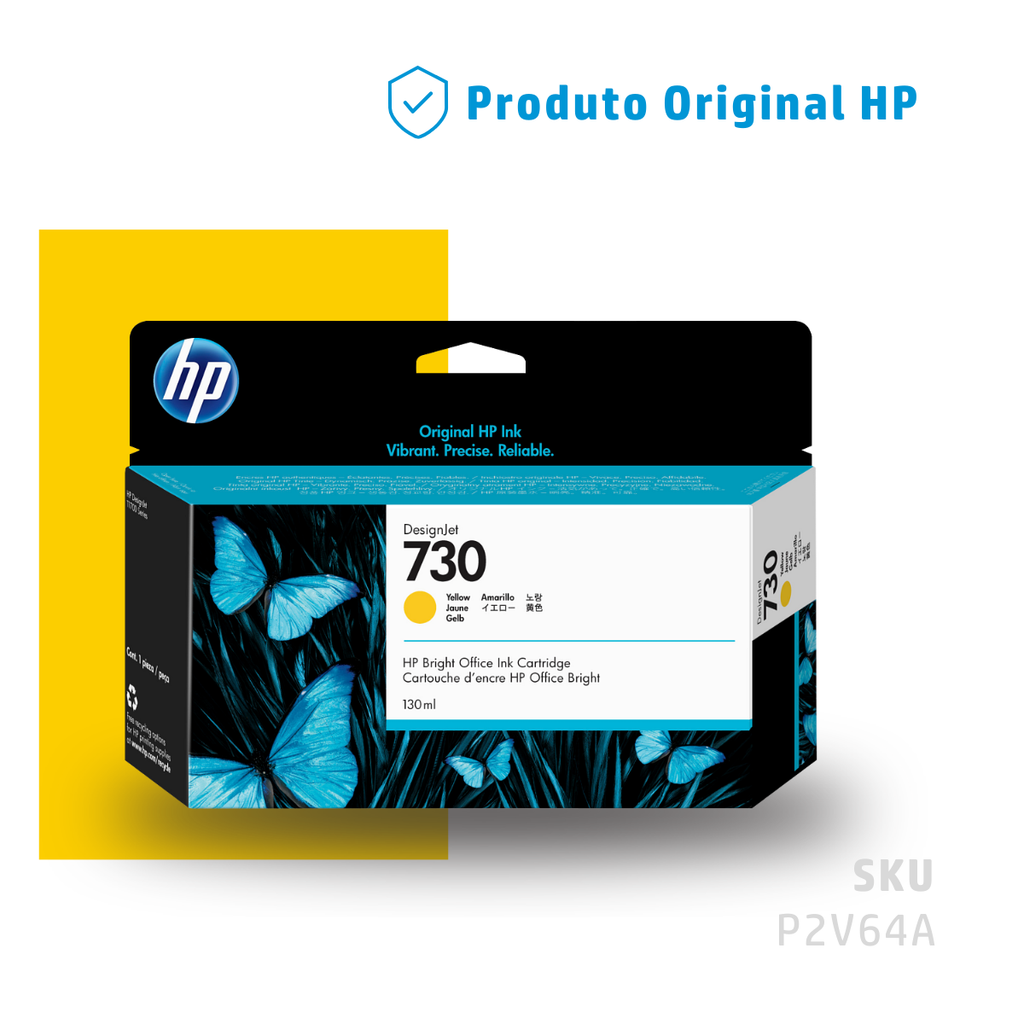 P2V64A - CARTUCHO DE TINTA PLOTTER DESIGNJET HP 730 AMARELO 130ML
