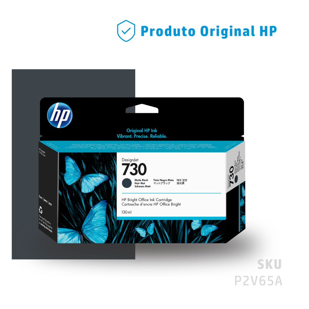 P2V65A - CARTUCHO DE TINTA PLOTTER DESIGNJET HP 730 PRETO FOSCO 130ML