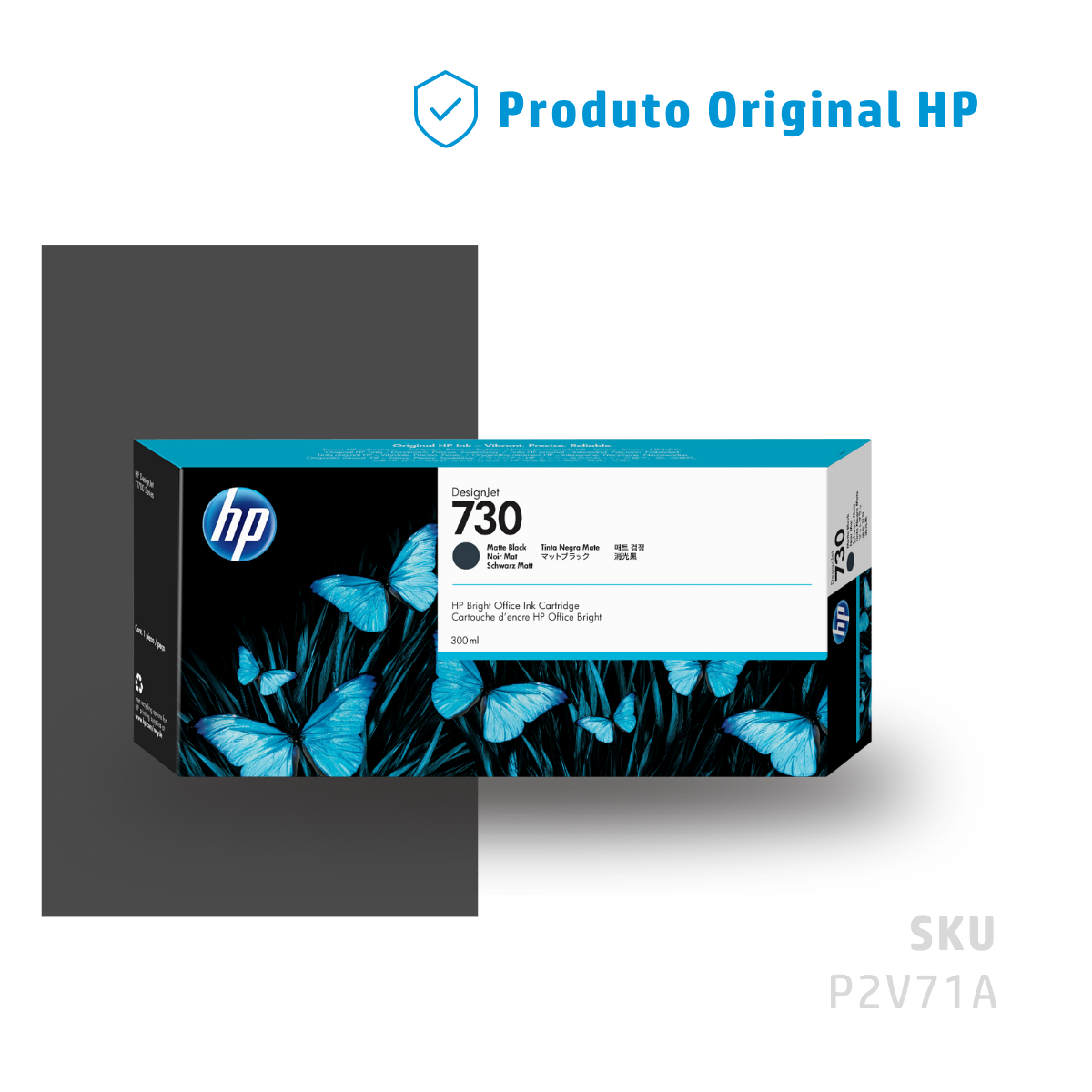 P2V71A - CARTUCHO DE TINTA PLOTTER DESIGNJET HP 730 PRETO FOSCO 300ML