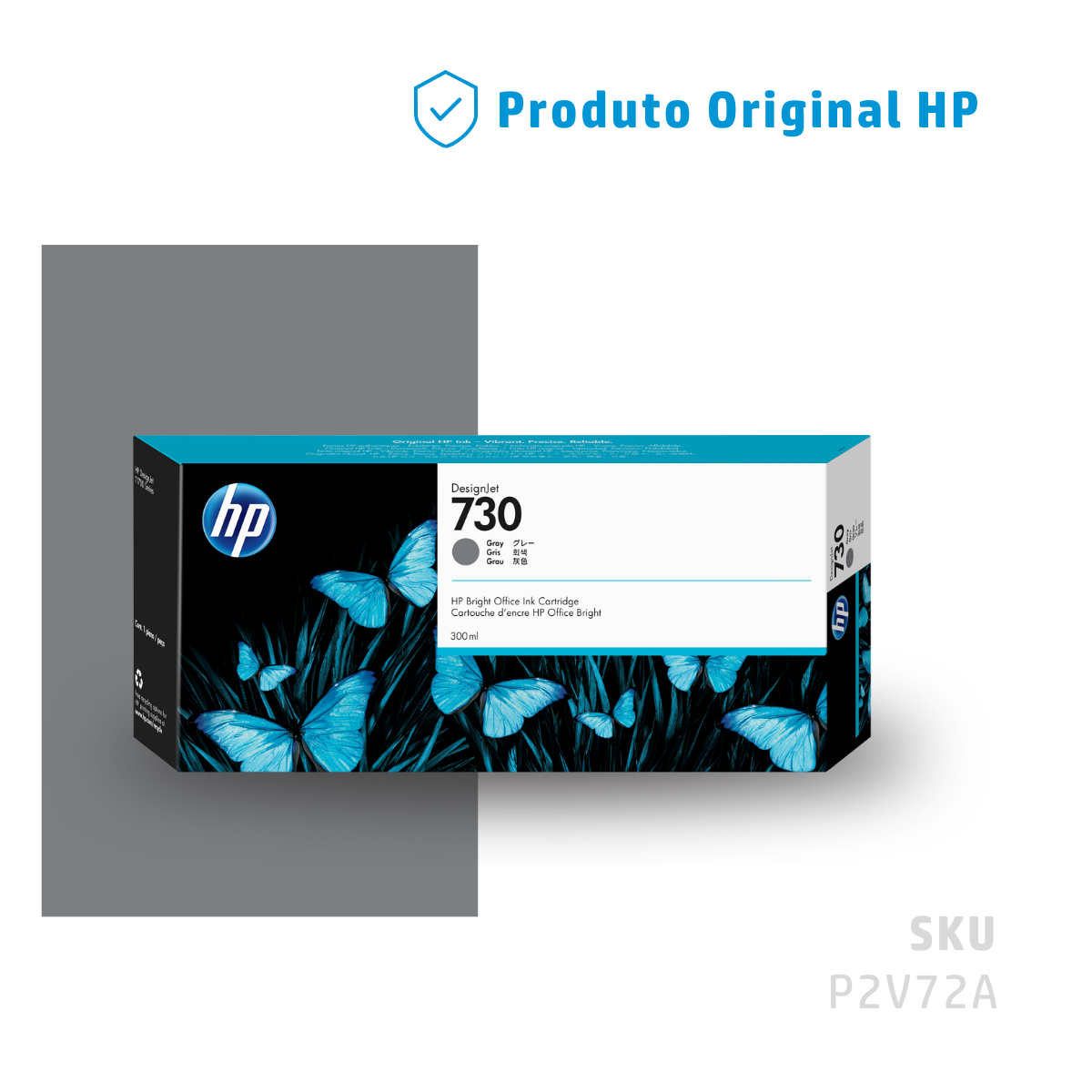 P2V72A - CARTUCHO DE TINTA PLOTTER DESIGNJET HP 730 CINZA 300ML