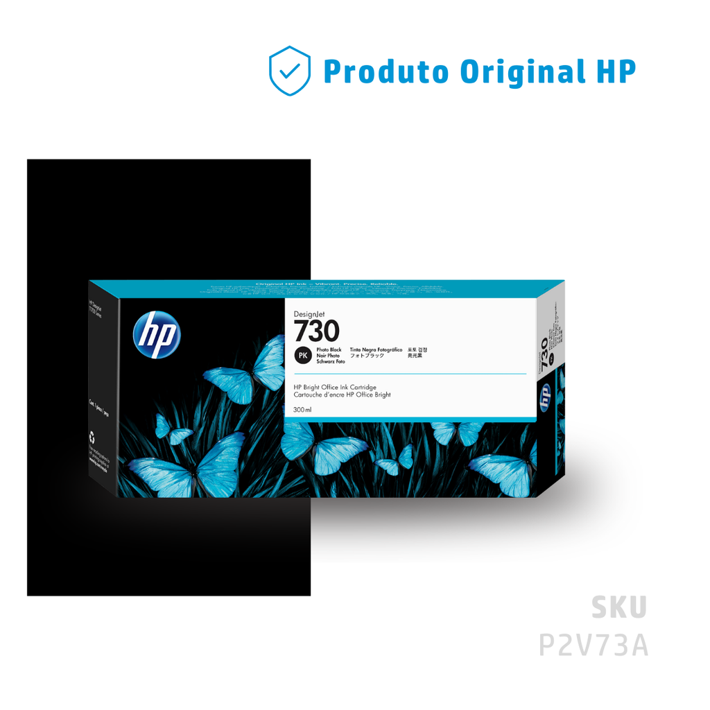 P2V73A - CARTUCHO DE TINTA PLOTTER DESIGNJET HP 730 PRETO FOTOGRÁFICO 300ML
