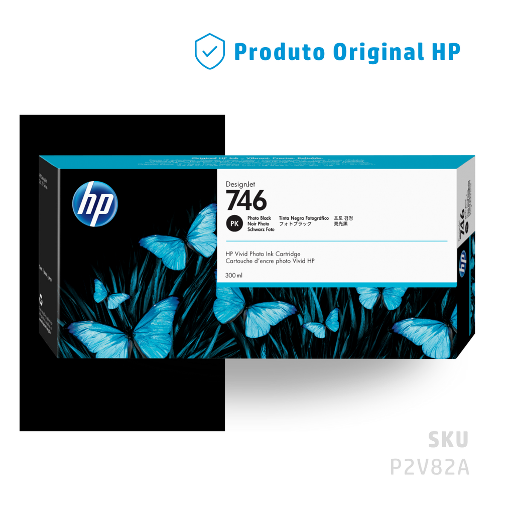 P2V82A - CARTUCHO DE TINTA PLOTTER DESIGNJET HP 746 PRETO FOTOGRÁFICO 300ML