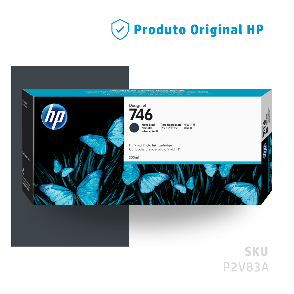 P2V83A - CARTUCHO DE TINTA PLOTTER DESIGNJET HP 746 PRETO FOSCO 300ML