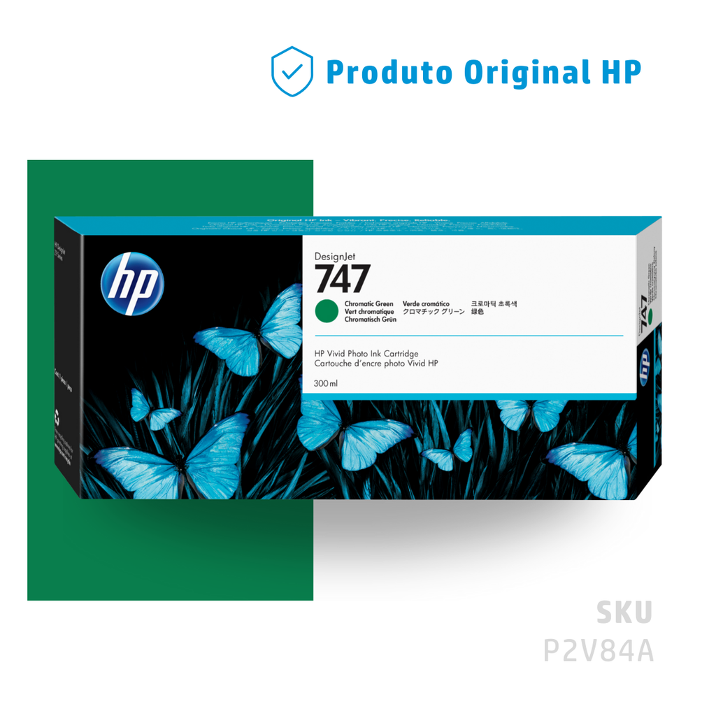P2V84A - CARTUCHO DE TINTA PLOTTER DESIGNJET HP 747 VERDE CROMÁTICO 300ML